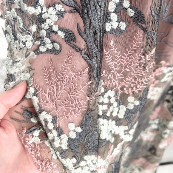 Alexis Jeslyn Embroidered Illusion Long Sleeve Maxi Gown in Marine Embroidery - Picture 12 of 12